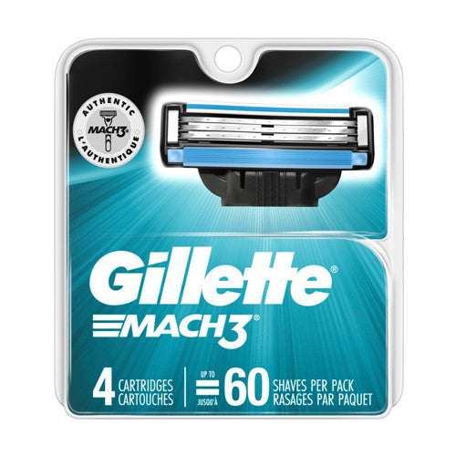 Gillette Mach3 Mens Razor Blade Refills for Shaving, 4 Ea